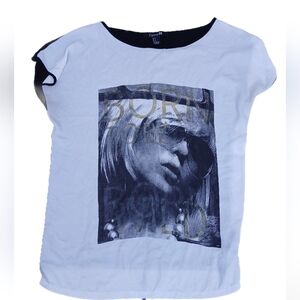 Forever 21 White and Black Graphic Tee